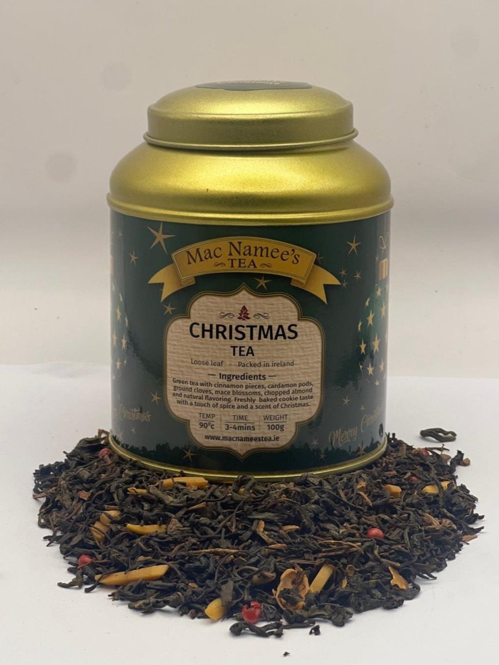 Green Christmas Tea Tin 100g